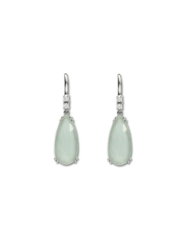 Pendientes Oro Blanco, Aguamarina Y Diamantes