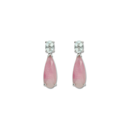 Pendientes Oro Blanco, Aguamarina Y Zafiro Rosa. Género: Mujer. Material: Oro blanco. Piedras: Zafiros,Aguamarinas