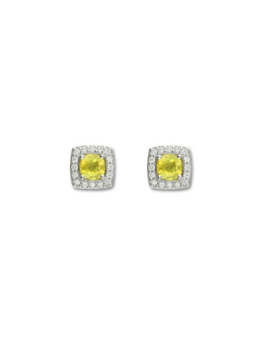 Pendientes Oro Blanco, Zafiro De Color Y Diamantes