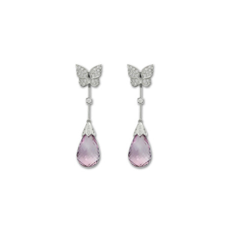 Pendientes Oro Blanco, Amatista Y Diamantes. Género: Mujer. Material: Oro blanco. Piedras: Amatistas,Diamantes