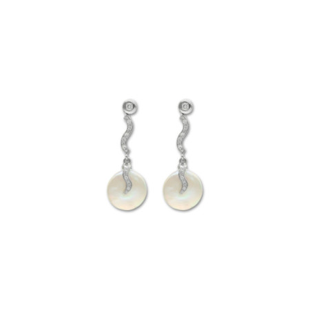 Pendientes Oro Blanco, Diamantes Y Perla. Género: Mujer. Material: Oro blanco. Piedras: Diamantes,Perlas