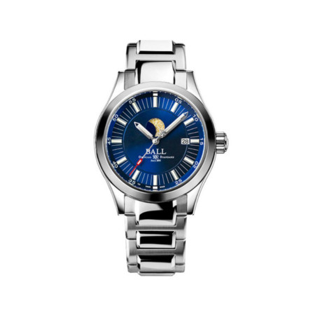 Reloj Ball Engineer ll Moon Phase NM2282C-SJ-BE. Género: Hombre. Material: Acero. Tamaño: De 39mm a 42mm. Correa: Acero. Color esfera: Azul. Estilo: Cocktail. Movimiento: Automático. Características técnicas: Hora y segundero,Calendario,Fases lunares,Reserva de marcha