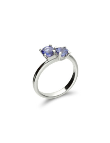 Anillo Oro Blanco Y Tanzanitas