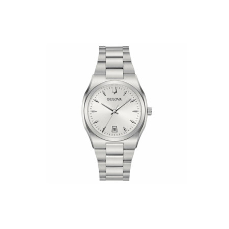 Reloj Bulova Surveyor Lady 96M156. Género: Mujer. Material: Acero. Tamaño: De 32mm a 38mm. Correa: Acero. Color esfera: Plata. Estilo: Cocktail,Clásico. Movimiento: Cuarzo. Características técnicas: Hora y segundero,Calendario