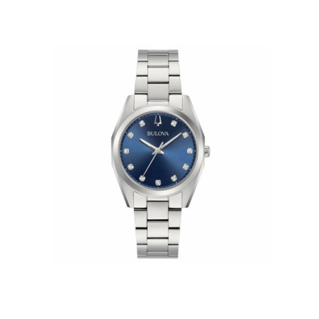 Reloj Bulova Surveyor Lady 96P229. Género: Mujer. Material: Acero. Tamaño: Menos de 32mm. Correa: Acero. Color esfera: Azul. Estilo: Clásico,Cocktail. Movimiento: Cuarzo. Características técnicas: Hora y segundero