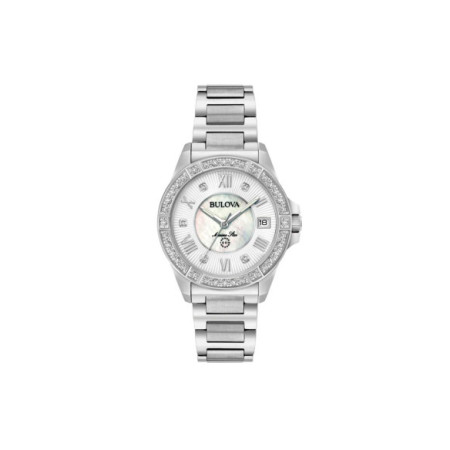 Reloj Bulova Marine Star Lady 96R232. Género: Mujer. Material: Acero. Tamaño: De 32mm a 38mm. Correa: Acero. Color esfera: Plata. Estilo: Clásico,Cocktail. Movimiento: Cuarzo. Características técnicas: Hora y segundero,Calendario