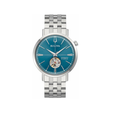 Reloj Bulova Aerojet Automatic 96A277. Género: Hombre. Material: Acero. Tamaño: De 39mm a 42mm. Correa: Acero. Color esfera: Azul. Estilo: Clásico,Cocktail. Movimiento: Automático. Características técnicas: Hora y segundero