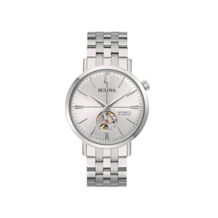Reloj Bulova Aerojet Automatic 96A276. Género: Hombre. Material: Acero. Tamaño: De 39mm a 42mm. Correa: Acero. Color esfera: Plata. Estilo: Cocktail,Clásico. Movimiento: Automático. Características técnicas: Hora y segundero
