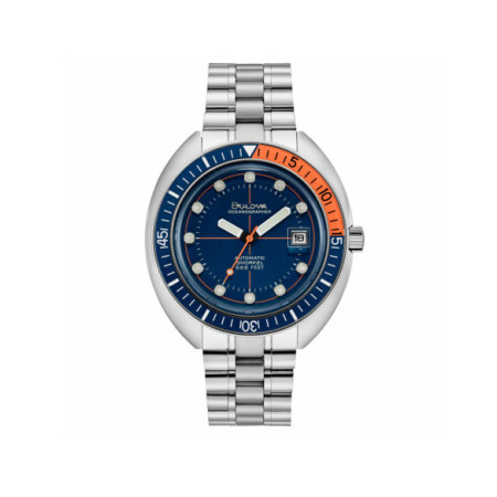 Reloj Bulova Oceanographer 96B321. Género: Hombre. Material: Acero. Tamaño: De 43mm a 46mm. Correa: Acero. Color esfera: Azul. Estilo: Deportivo. Movimiento: Automático. Características técnicas: Hora y segundero,Calendario