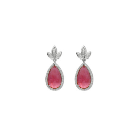 Pendientes Oro Blanco, Diamantes Y Rubí. Género: Mujer. Material: Oro blanco. Piedras: Diamantes,Rubies