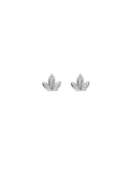 Pendientes Oro Blanco, Diamantes Y Rubí