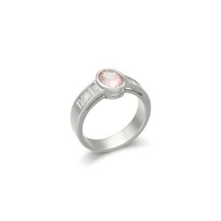 Anillo Oro Blanco, Morganita Y Diamantes. Género: Mujer. Material: Oro blanco. Piedras: Diamantes,Morganitas