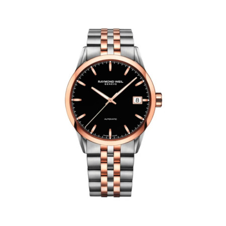 Reloj Raymond Weil Freelancer 2740-SP5-20011. Género: Hombre. Material: Acero. Tamaño: De 39mm a 42mm. Correa: Acero. Color esfera: Negro. Estilo: Clásico,Cocktail. Movimiento: Automático. Características técnicas: Hora y segundero,Calendario