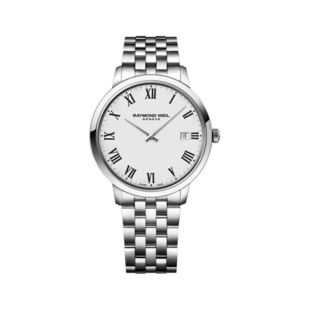 Reloj Raymond Weil Toccata 5585-ST-00300. Género: Hombre. Material: Acero. Tamaño: De 39mm a 42mm. Correa: Acero. Color esfera: Blanco. Estilo: Clásico. Movimiento: Cuarzo. Características técnicas: Solo hora,Calendario
