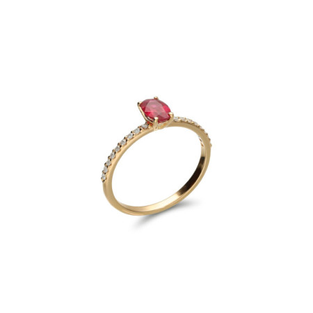 Anillo Oro Amarillo, Rubí Y Diamantes. Género: Mujer. Material: Oro amarillo. Piedras: Diamantes,Rubies