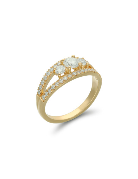 Anillo Oro Amarillo Y Diamantes