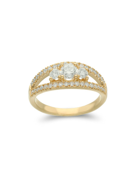 Anillo Oro Amarillo Y Diamantes
