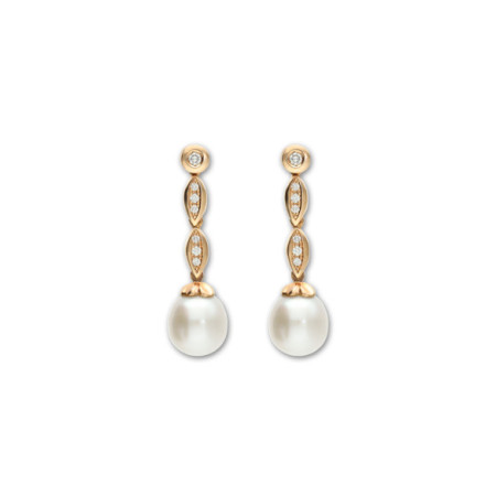 Pendientes Oro Rosa, Diamantes Y Perla Australiana. Género: Mujer. Material: Oro rosa. Piedras: Diamantes,Perlas