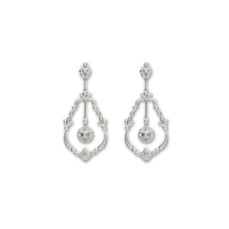 Pendientes Oro Blanco Y Diamantes. Género: Mujer. Material: Oro blanco. Piedras: Diamantes