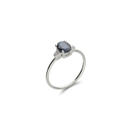 Anillo Oro Blanco, Zafiro Y Diamantes. Género: Mujer. Material: Oro blanco. Piedras: Diamantes,Zafiros