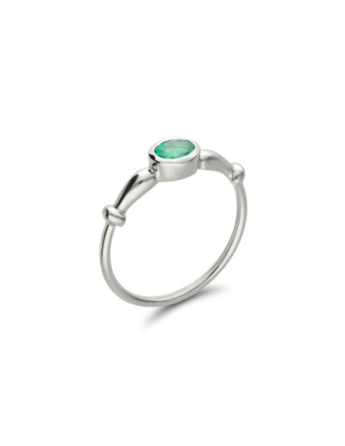Anillo Oro Blanco Y Esmeralda