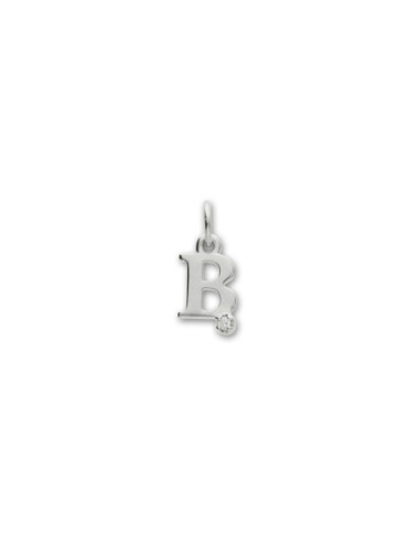 Colgante Oro Blanco Inicial B Con Diamante