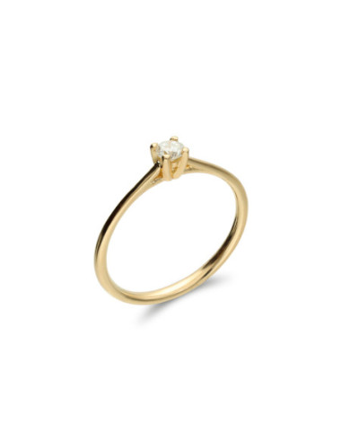 Anillo-Solitario Oro Amarillo Y Diamante