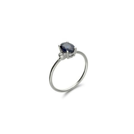 Anillo Oro Blanco, Zafiro Y Diamantes. Género: Mujer. Material: Oro blanco. Piedras: Diamantes,Zafiros