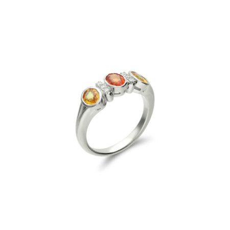Anillo Oro Blanco, Zafiros De Color Y Diamantes. Género: Mujer. Material: Oro blanco. Piedras: Diamantes,Zafiros
