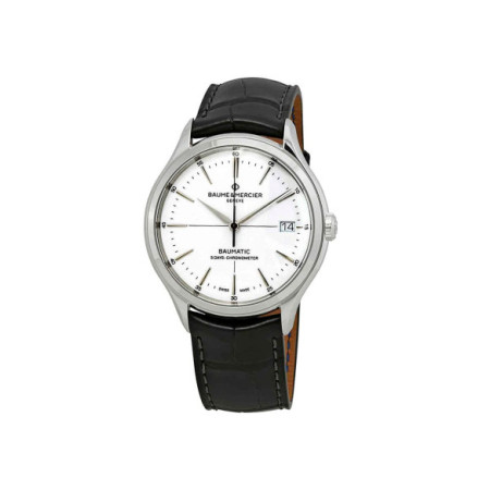 Reloj Baume et Mercier Clifton Baumatic M0A10436. Género: Hombre. Material: Acero. Tamaño: De 39mm a 42mm. Correa: Piel. Color esfera: Blanco. Estilo: Clásico. Movimiento: Automático. Características técnicas: Calendario,Hora y segundero