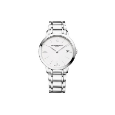 Reloj Baume et Mercier Classima M0A10356. Género: Mujer. Material: Acero. Tamaño: De 32mm a 38mm. Correa: Acero. Color esfera: Blanco. Estilo: Clásico,Cocktail. Movimiento: Cuarzo. Características técnicas: Solo hora,Calendario