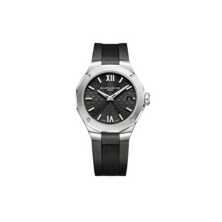 Reloj Baume et Mercier Riviera M0A10613. Género: Mujer. Material: Acero. Tamaño: De 32mm a 38mm. Correa: Caucho. Color esfera: Negro. Estilo: Casual. Movimiento: Cuarzo. Características técnicas: Solo hora,Calendario