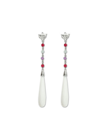 Pendientes Plata, Circonita, Amatista, Aguamarina, Jade Y Ágata