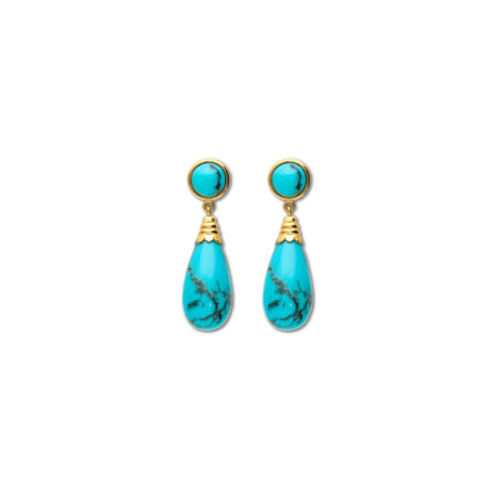 Pendientes Oro Amarillo Y Turquesa. Género: Mujer. Material: Oro amarillo. Piedras: Otras gemas