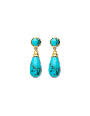 Pendientes Oro Amarillo Y Turquesa