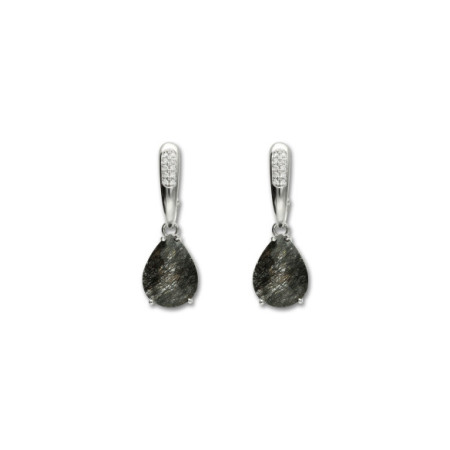 Pendientes Oro Blanco, Diamantes Y Cuarzo Rutilado. Género: Mujer. Material: Oro blanco. Piedras: Diamantes,Otras gemas