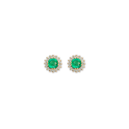 Pendientes Oro Amarillo, Esmeralda Y Diamantes. Género: Mujer. Material: Oro amarillo. Piedras: Diamantes,Esmeraldas