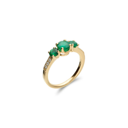 Anillo Oro Amarillo, Esmeraldas Y Diamantes. Género: Mujer. Material: Oro amarillo. Piedras: Diamantes,Esmeraldas