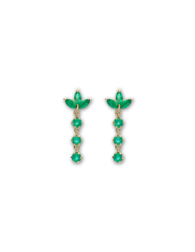 Pendientes Oro Amarillo Y Esmeraldas