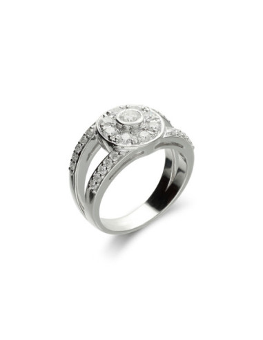 Anillo Oro Blanco Y Diamantes