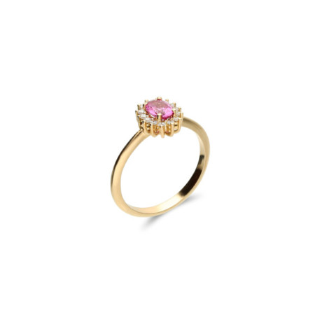 Anillo Oro Amarillo, Zafiro Y Diamantes. Género: Mujer. Material: Oro amarillo. Piedras: Zafiros,Diamantes