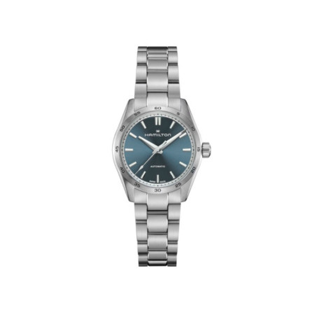 Reloj Hamilton Jazzmaster Performer Auto H36105140. Género: Hombre. Material: Acero. Tamaño: De 32mm a 38mm. Correa: Acero. Color esfera: Azul. Estilo: Casual,Deportivo. Movimiento: Automático. Características técnicas: Hora y segundero,Reserva de marcha