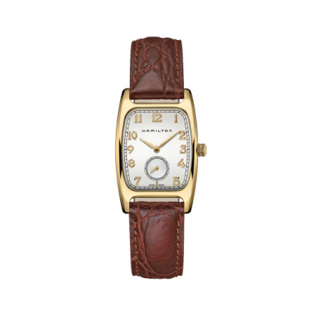 Reloj Hamilton American Classic Boulton H13431553. Género: Hombre. Material: Acero. Tamaño: Menos de 32mm. Correa: Piel. Color esfera: Blanco. Estilo: Clásico,Cocktail. Movimiento: Cuarzo. Características técnicas: Hora y segundero
