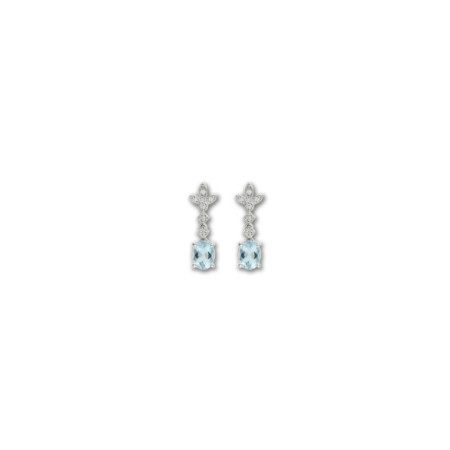 Pendientes Oro Blanco, Aguamarina Y Diamantes. Género: Mujer. Material: Oro blanco. Piedras: Diamantes,Aguamarinas