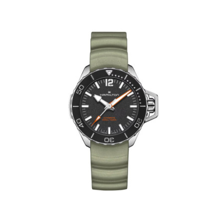Reloj Hamilton Khaki Navy Frogman Auto H77455331. Género: Hombre. Material: Acero. Tamaño: De 39mm a 42mm. Correa: Caucho. Color esfera: Negro. Estilo: Casual. Movimiento: Automático. Características técnicas: Hora y segundero,Reserva de marcha