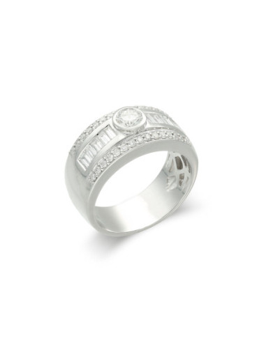 Anillo Oro Blanco Y Diamantes