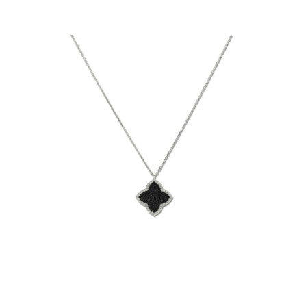 Cadena-Colgante Oro Blanco, Diamantes Y Ónix. Género: Mujer. Material: Oro blanco. Piedras: Diamantes,Onix