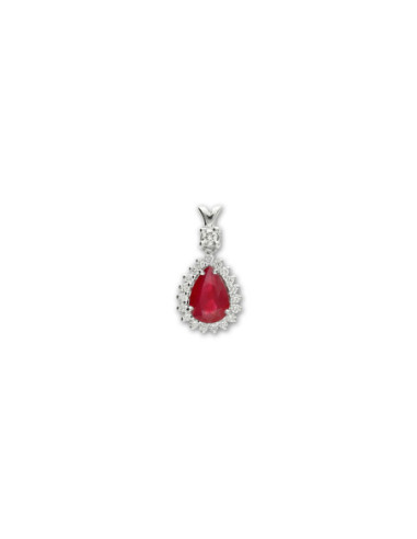 Colgante Oro Blanco, Rubí Y Diamantes