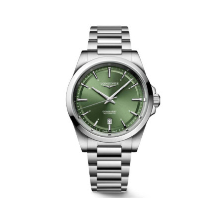 Reloj Longines Conquest L3.830.4.02.6. Género: Hombre. Material: Acero. Tamaño: De 39mm a 42mm. Correa: Acero. Color esfera: Verde. Estilo: Casual,Cocktail,Clásico. Movimiento: Automático. Características técnicas: Hora y segundero,Calendario,Reserva de marcha