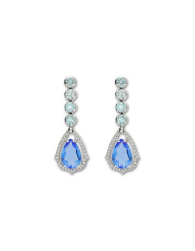 Pendientes Oro Blanco, Diamantes Y Topacio